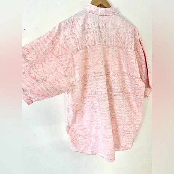 Permit Vintage Pink 80s Print Button-Up Collared Cotton Short Sleeve Shirt XL - Picture 9 of 9